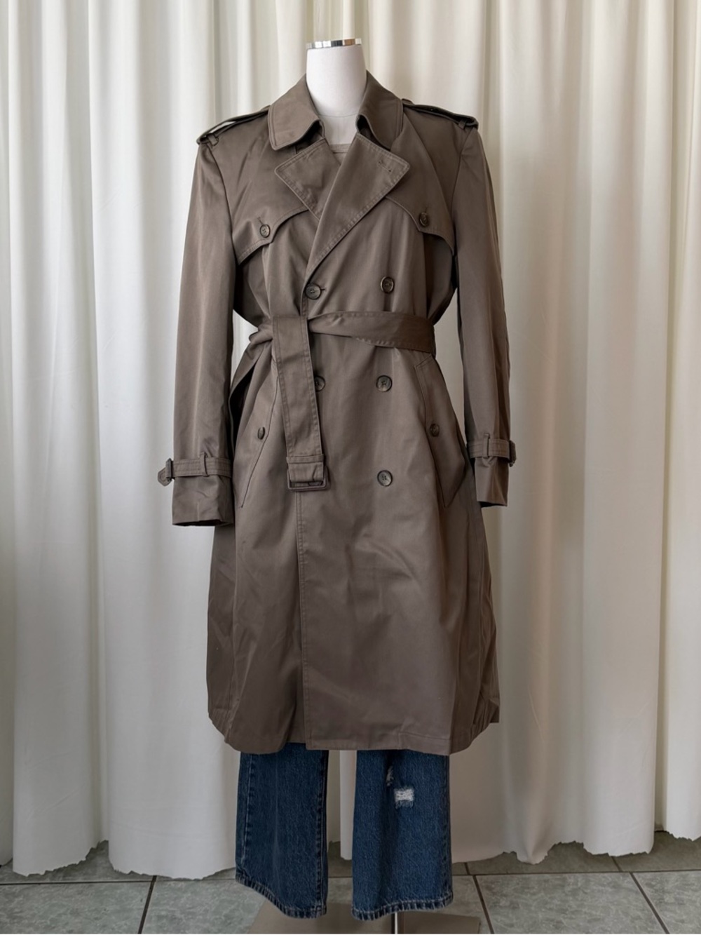 Vintage 80s Arnie II Trench Coat Men’s 40 Reg Taupe. - Picture 2 of 15